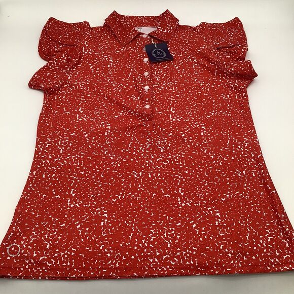 The Bubble Womens Short Sleeve Flutter‎ Tennis Golf Top Red Size Medium NWT - Picture 1 of 9
